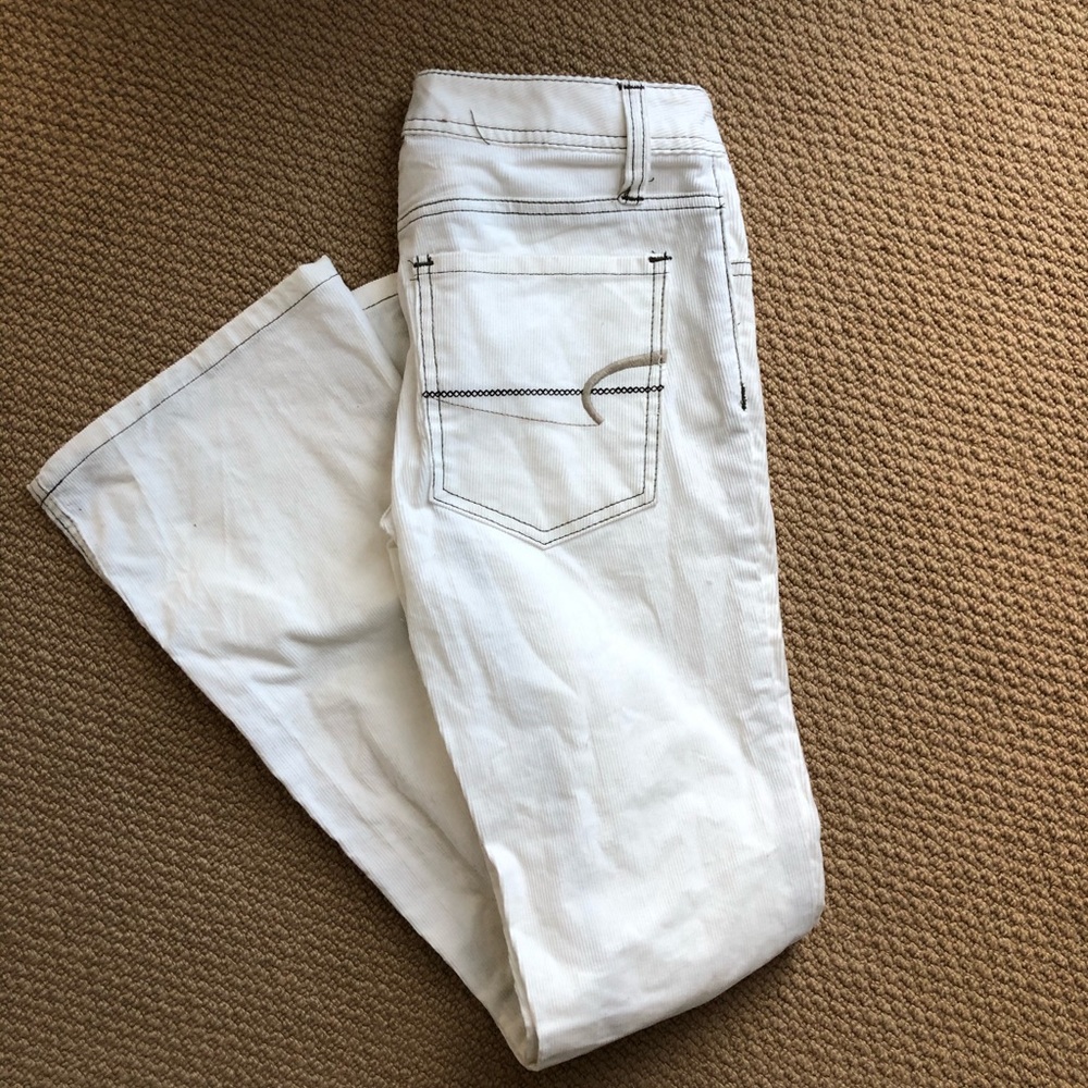 American Eagle Cream Corduroy Bootcut Pants